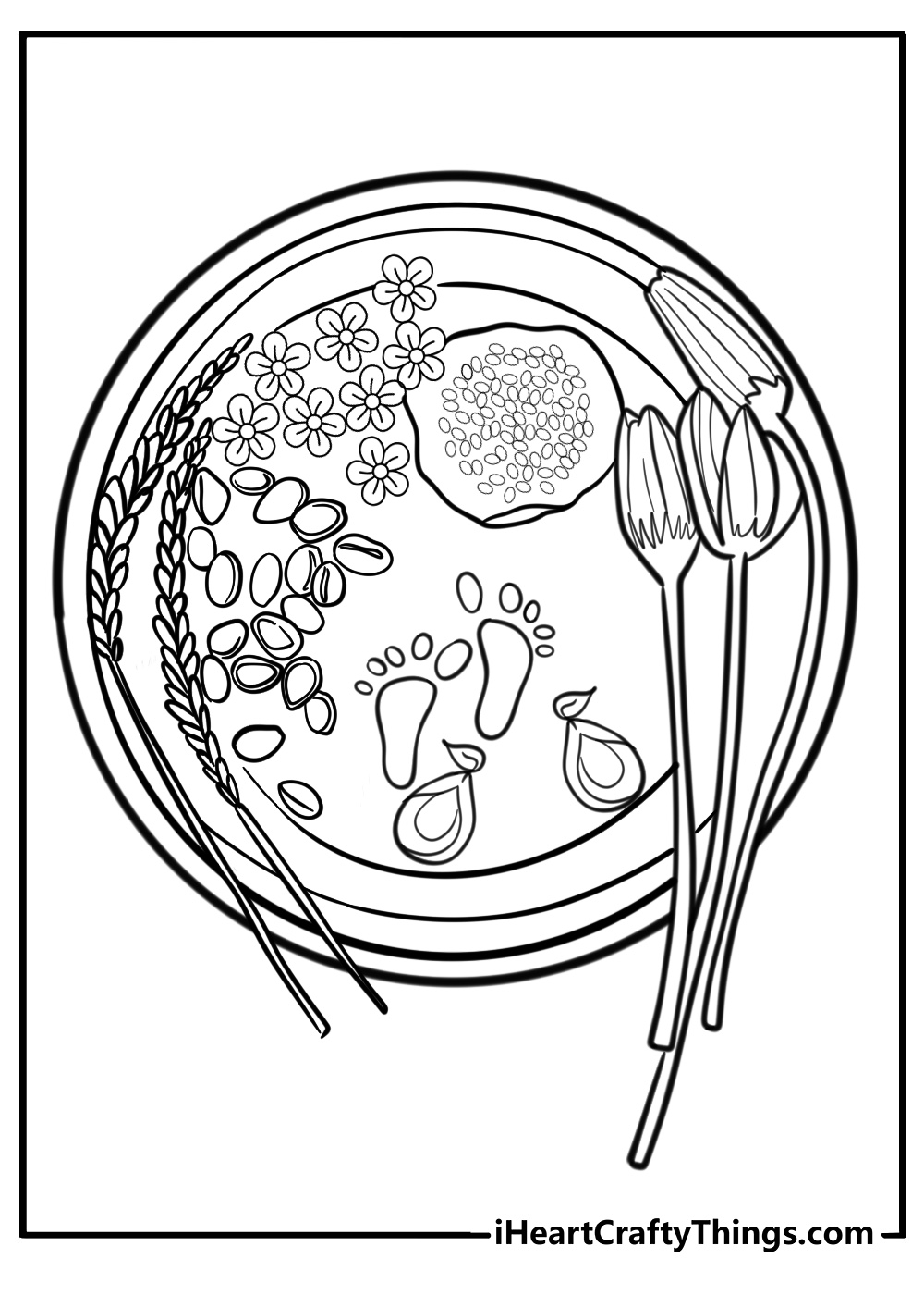 Diwali puja setup with offerings free coloring page pdf