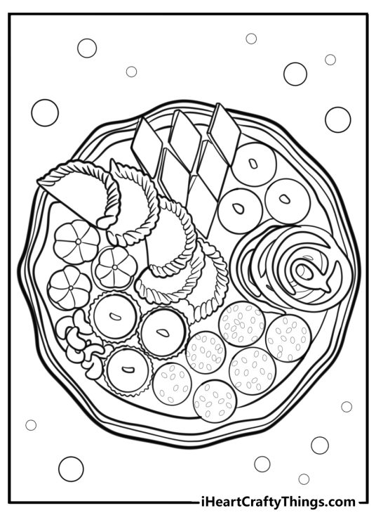 Diwali sweets and treats free printable coloring page