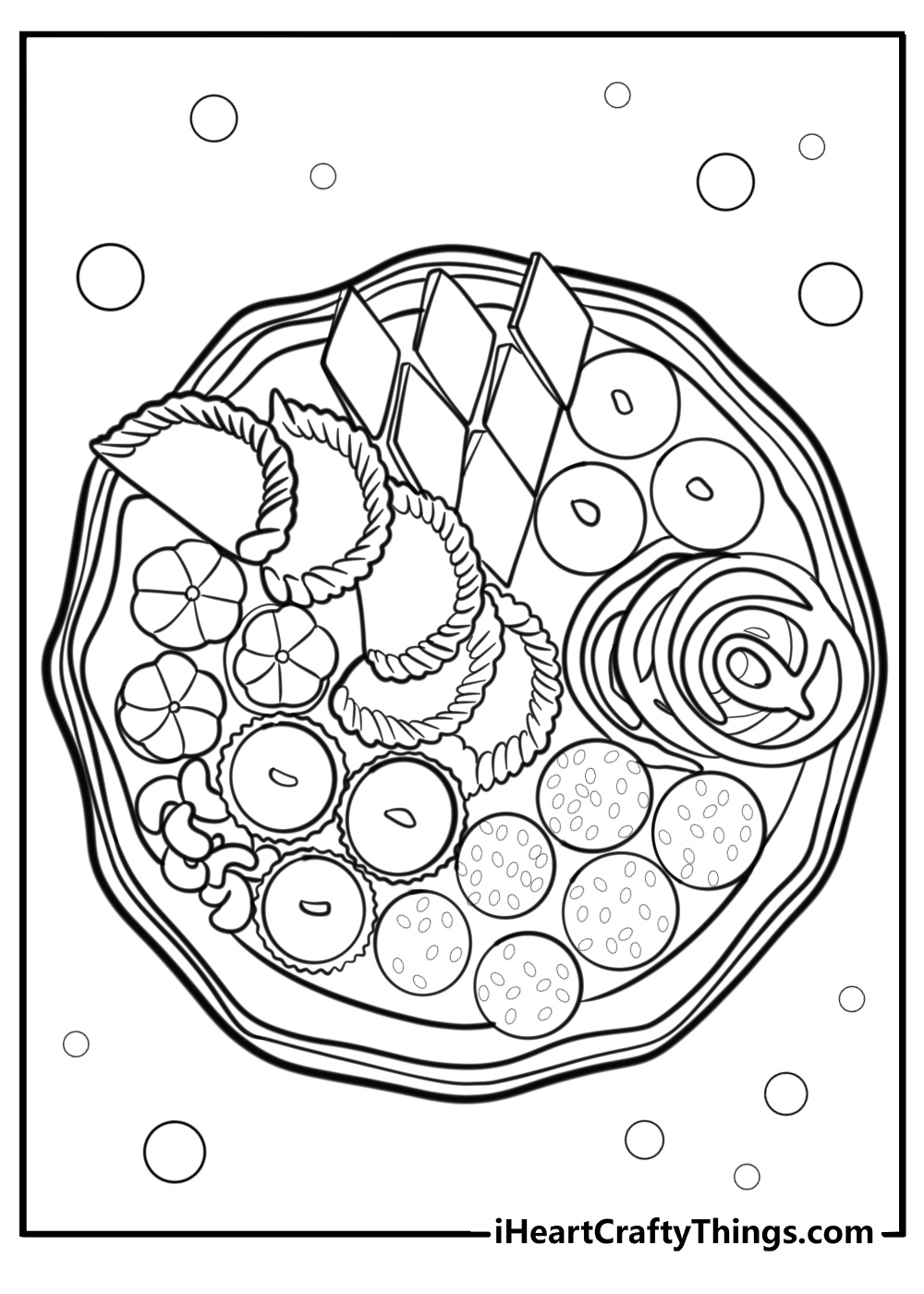 Diwali sweets and treats free printable coloring page