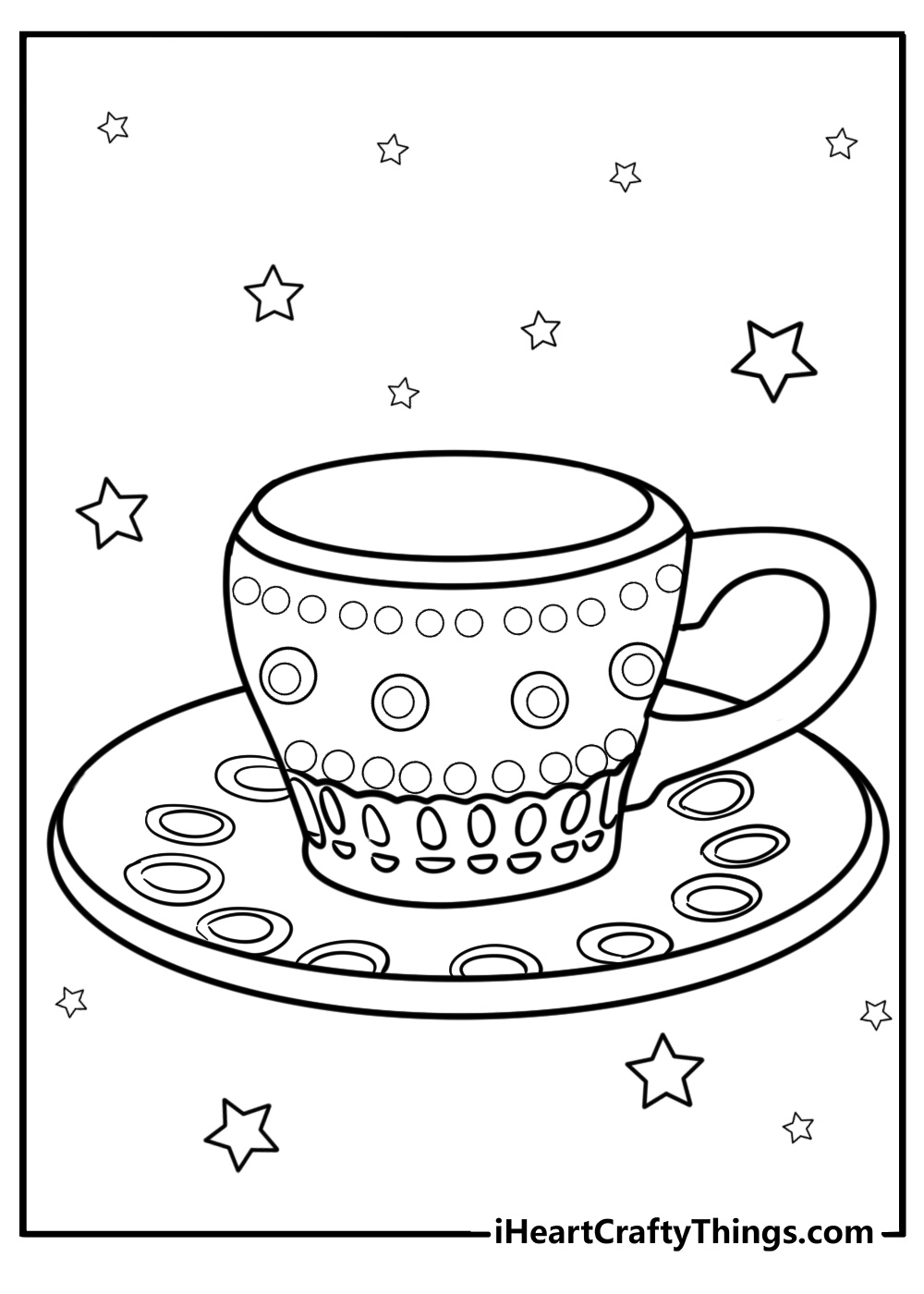 Espresso cup with saucer fun coloring sheet