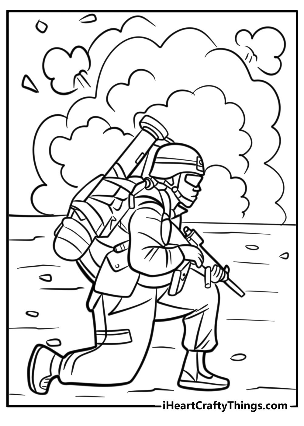 Explosions during a mission free coloring page pdf