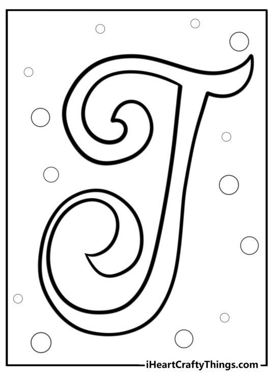 Fancy letter j with intricate designs fun coloring sheet