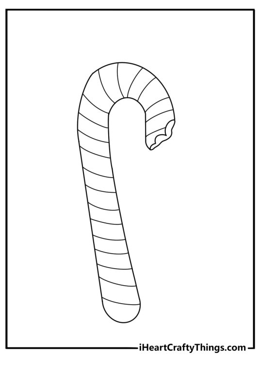free printable featuring a candy cane with a bite taken from the curved end