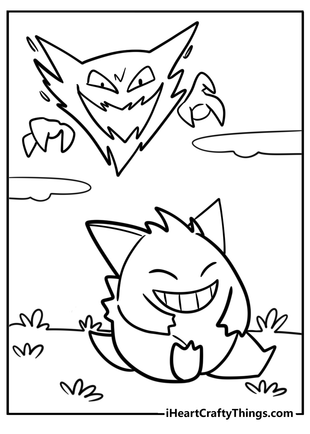 Gengar laughing with haunter fun coloring sheet