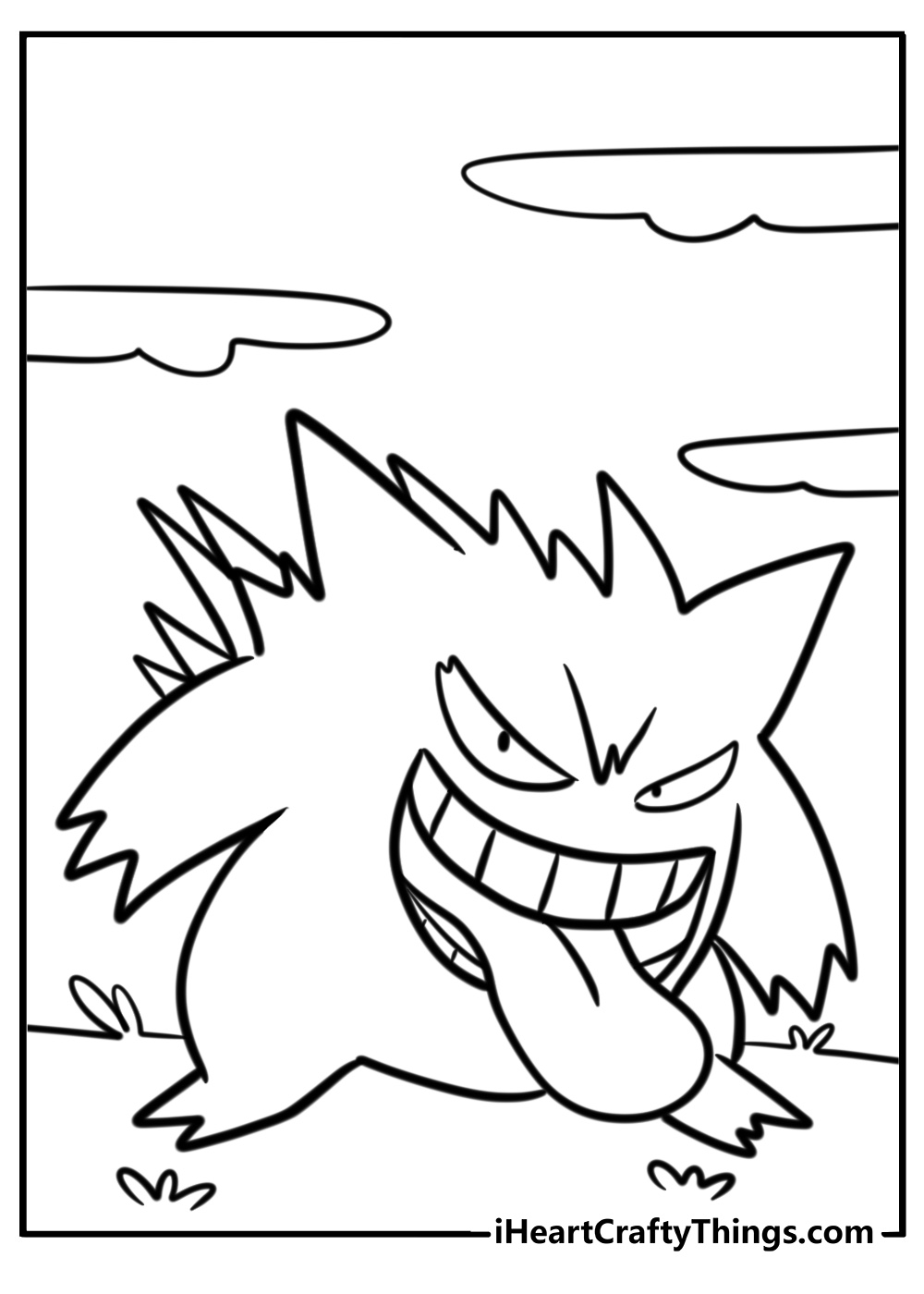 Gengar ready for adventure fun printable coloring sheet