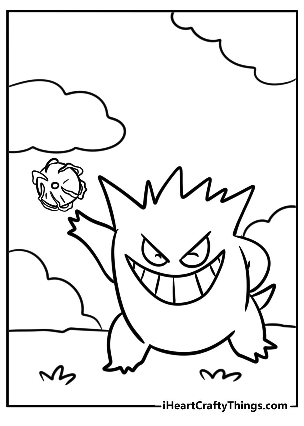 Gengar ready for an attack printable coloring page