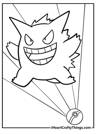 Gengar ready for battle detailed coloring sheet