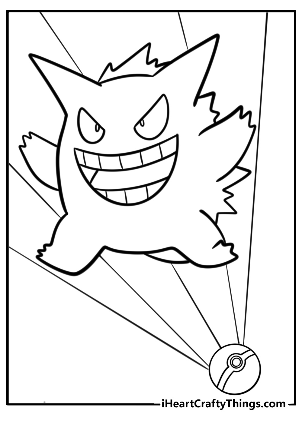 Gengar ready for battle detailed coloring sheet