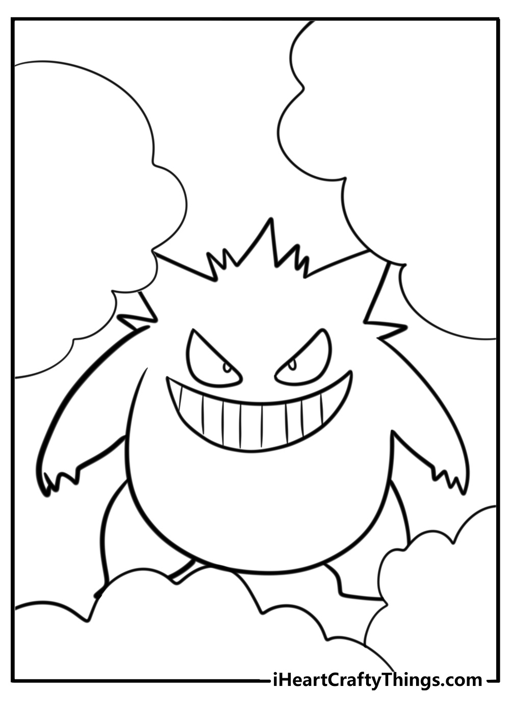 Gengar surrounded by fog free coloring page pdf