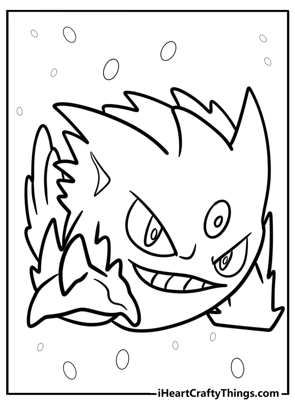 Gengar using his ghost powers coloring page for kids