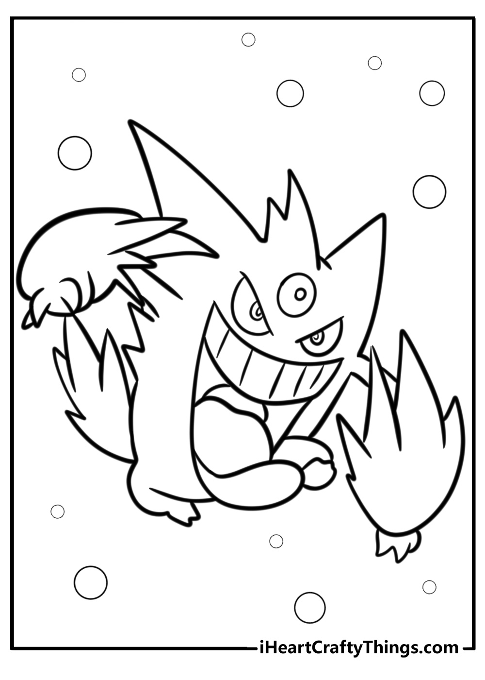 Gengar using his ghostly abilities coloring page