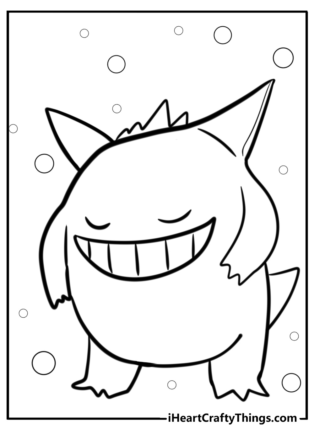 Gengar with a big smile detailed coloring sheet