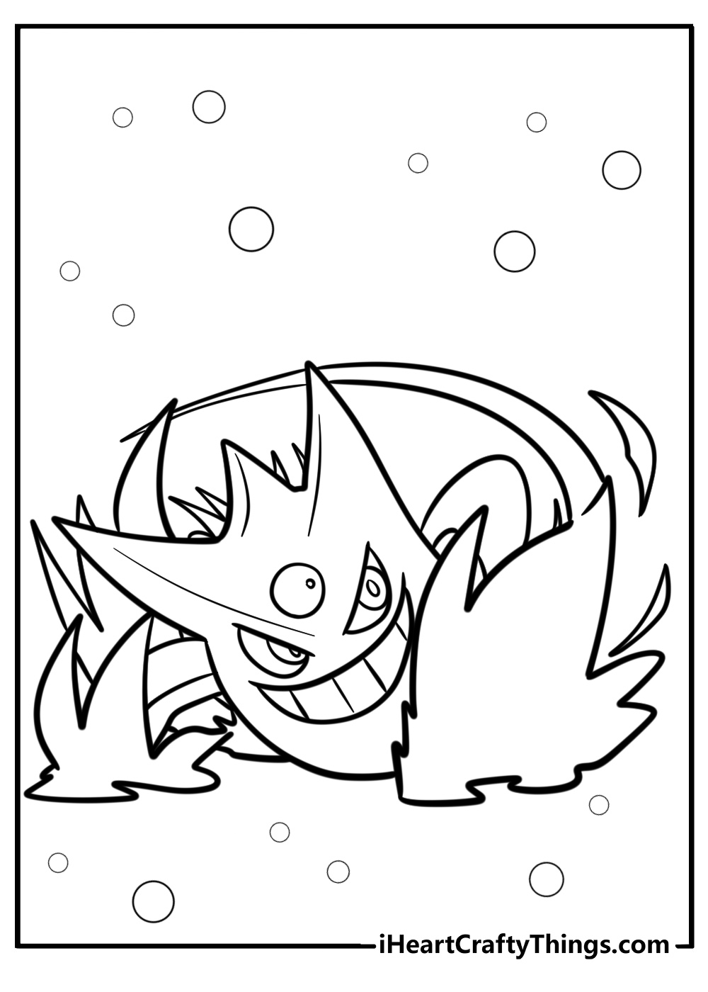 Gengar with glowing eyesfree printable coloring page