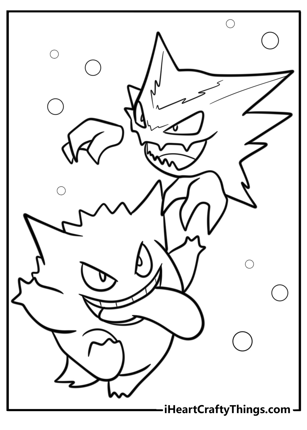 Gengar with haunter by his side detailed coloring sheet