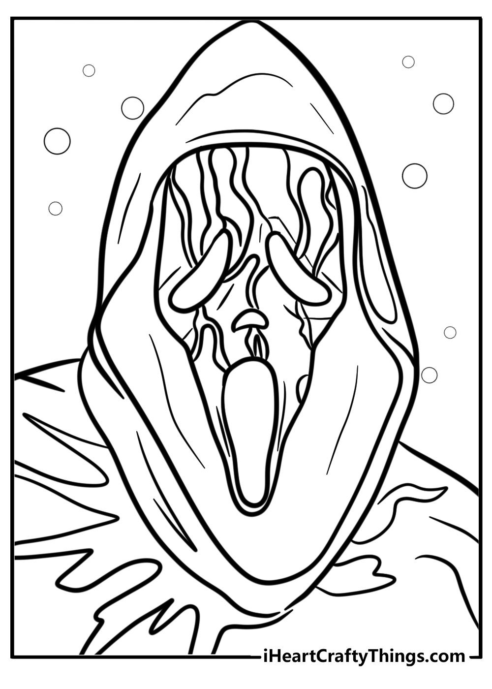 Ghostface with blood dripping free coloring page pdf