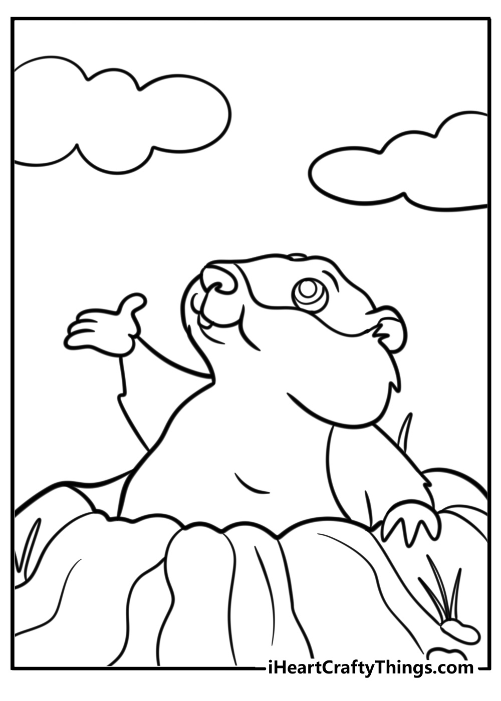 Groundhog looking at the sky printable coloring sheet