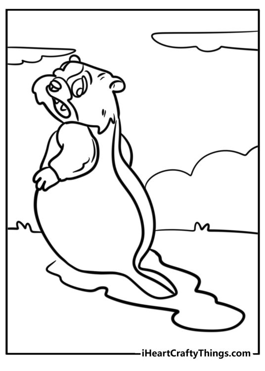 Groundhog looking for its shadow fun coloring sheet