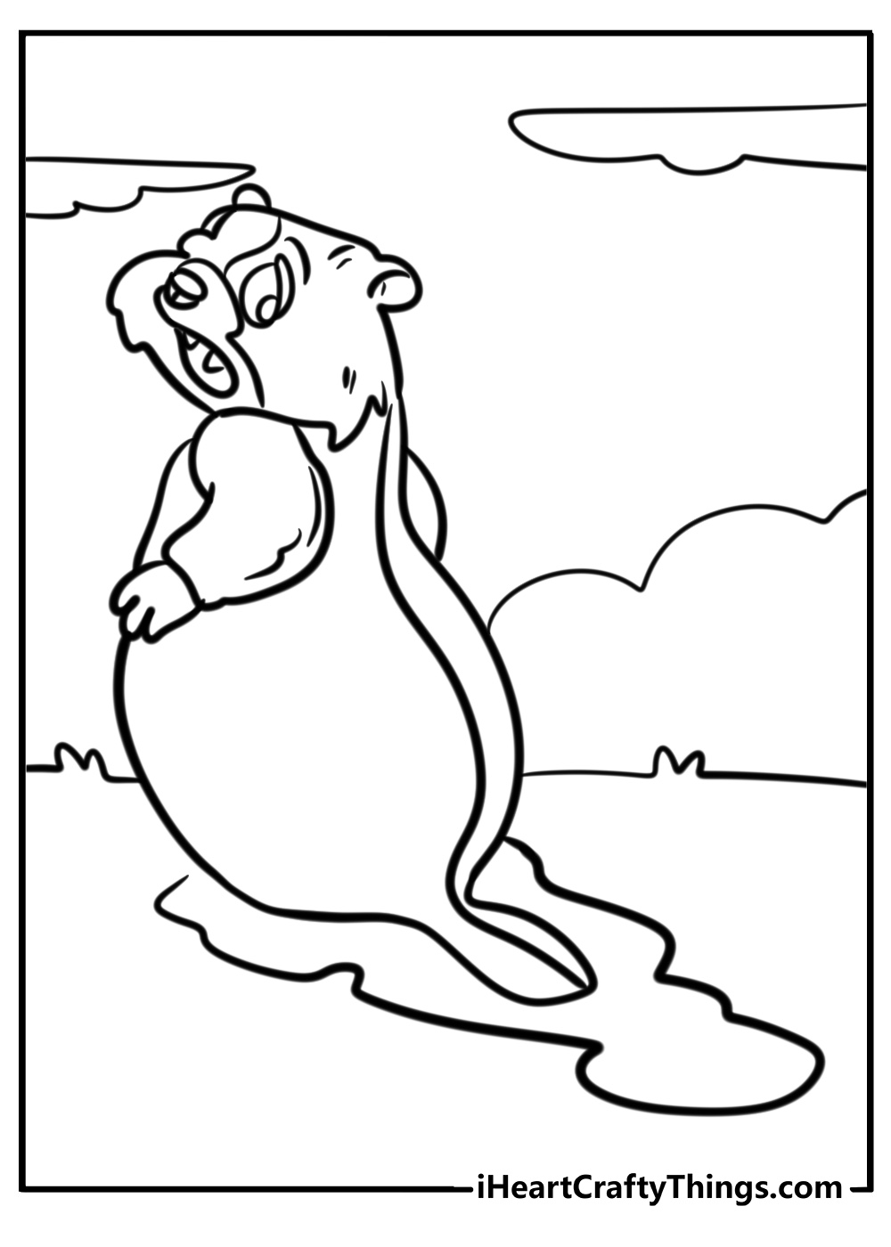 Groundhog looking for its shadow fun coloring sheet