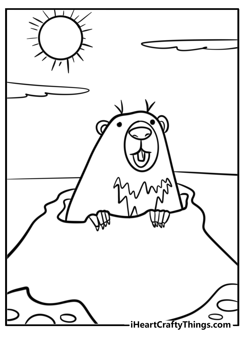 Groundhog on a sunny morning coloring page