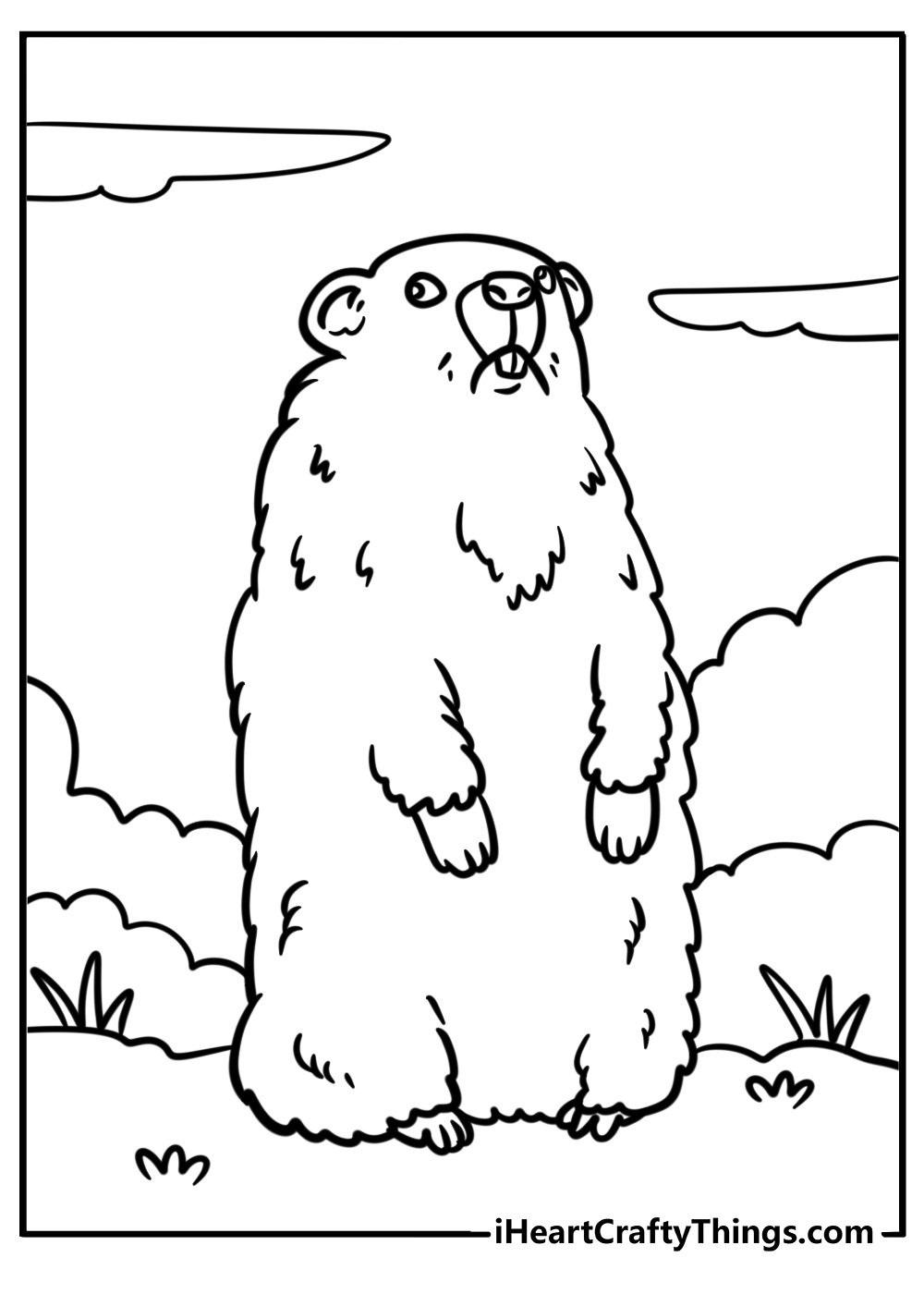 Groundhog standing tall coloring page for kids