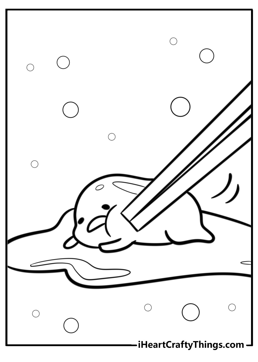 Gudetama being poked fun printable coloring sheet