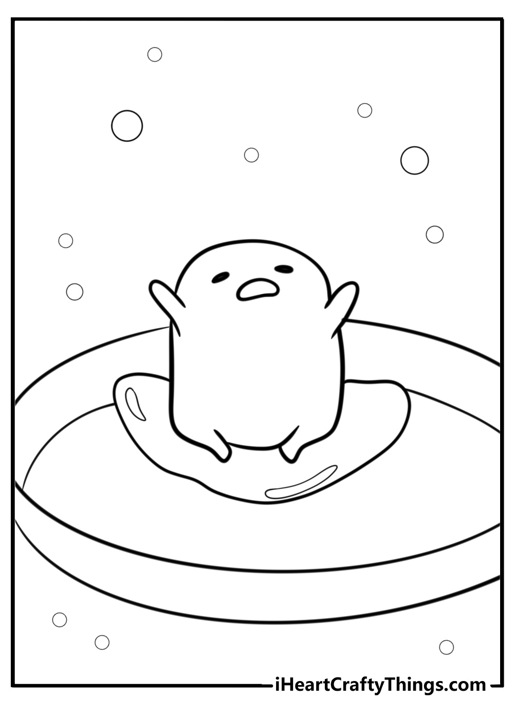 Gudetama in a frying pan fun printable coloring sheet