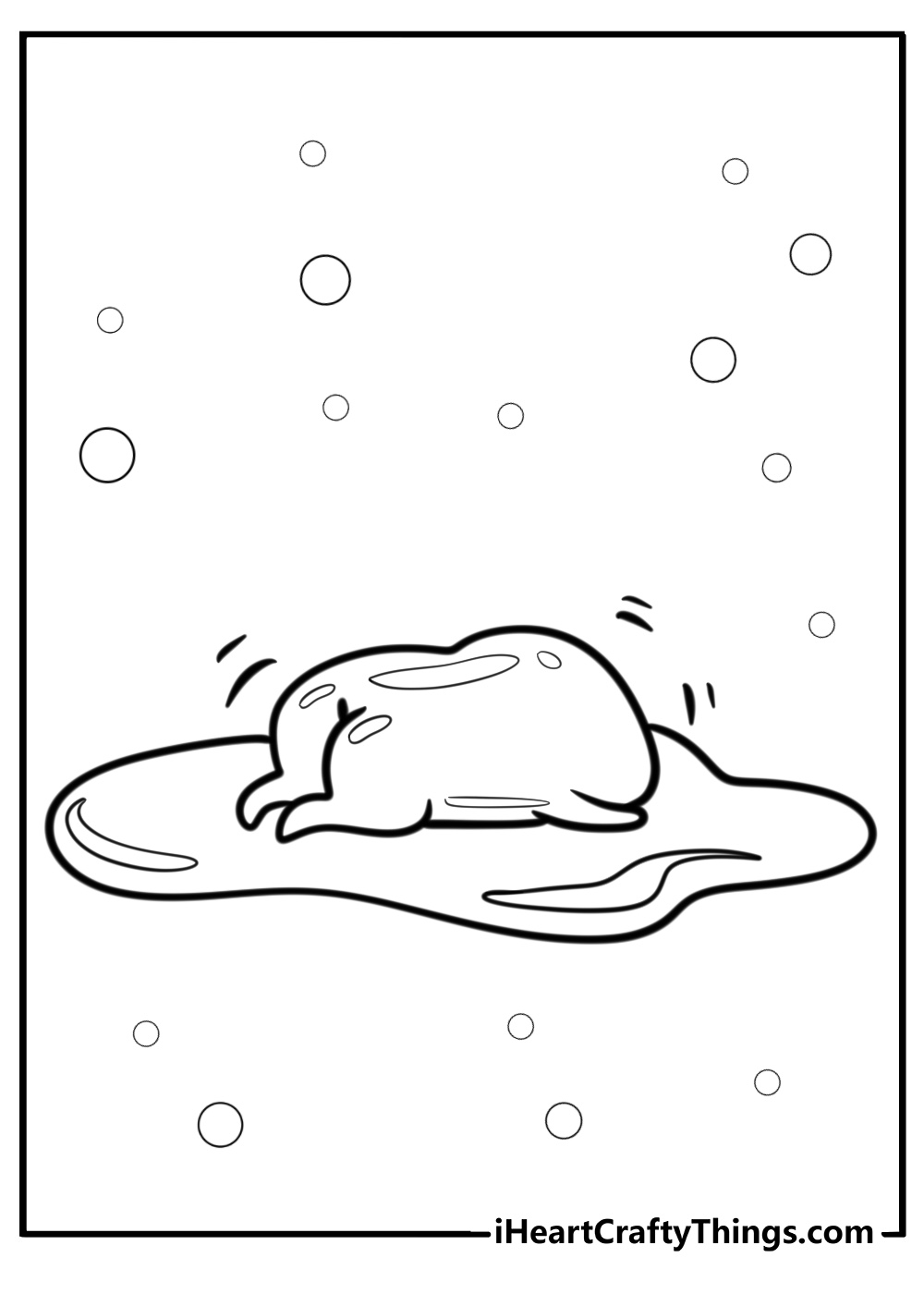 Gudetama lying down with egg whites coloring page for kids