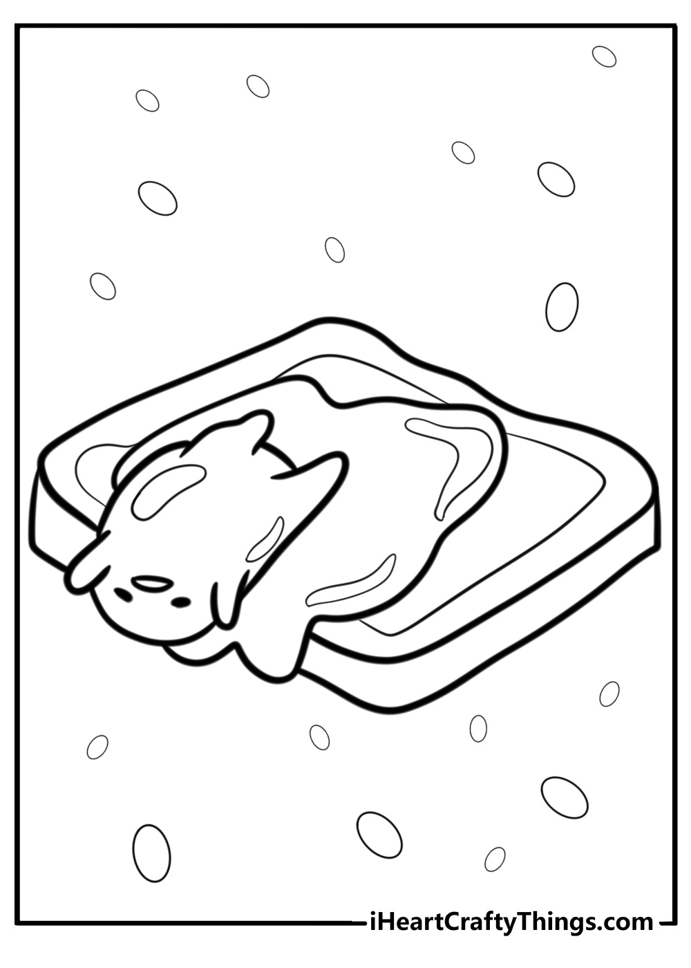 Gudetama lying on a toast fun coloring sheet