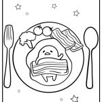 Gudetama on a plate with utensils printable coloring page