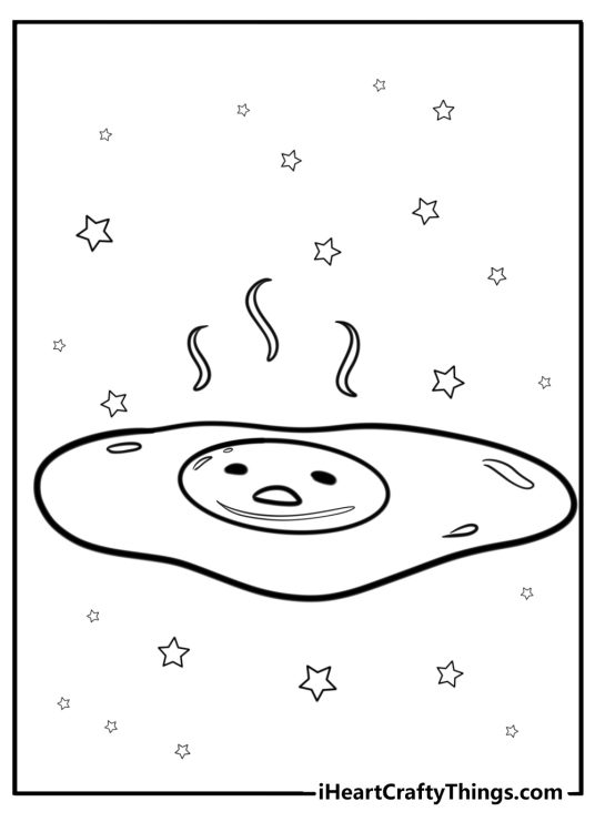 Gudetama with a fried egg yolk coloring page
