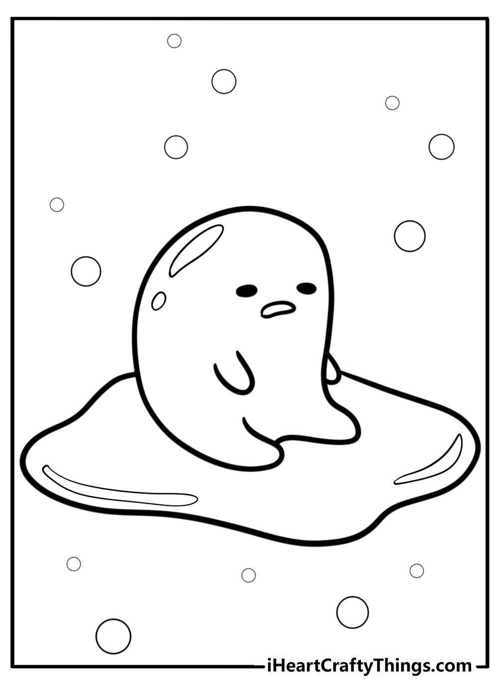 Gudetama with a grumpy face free coloring page pdf