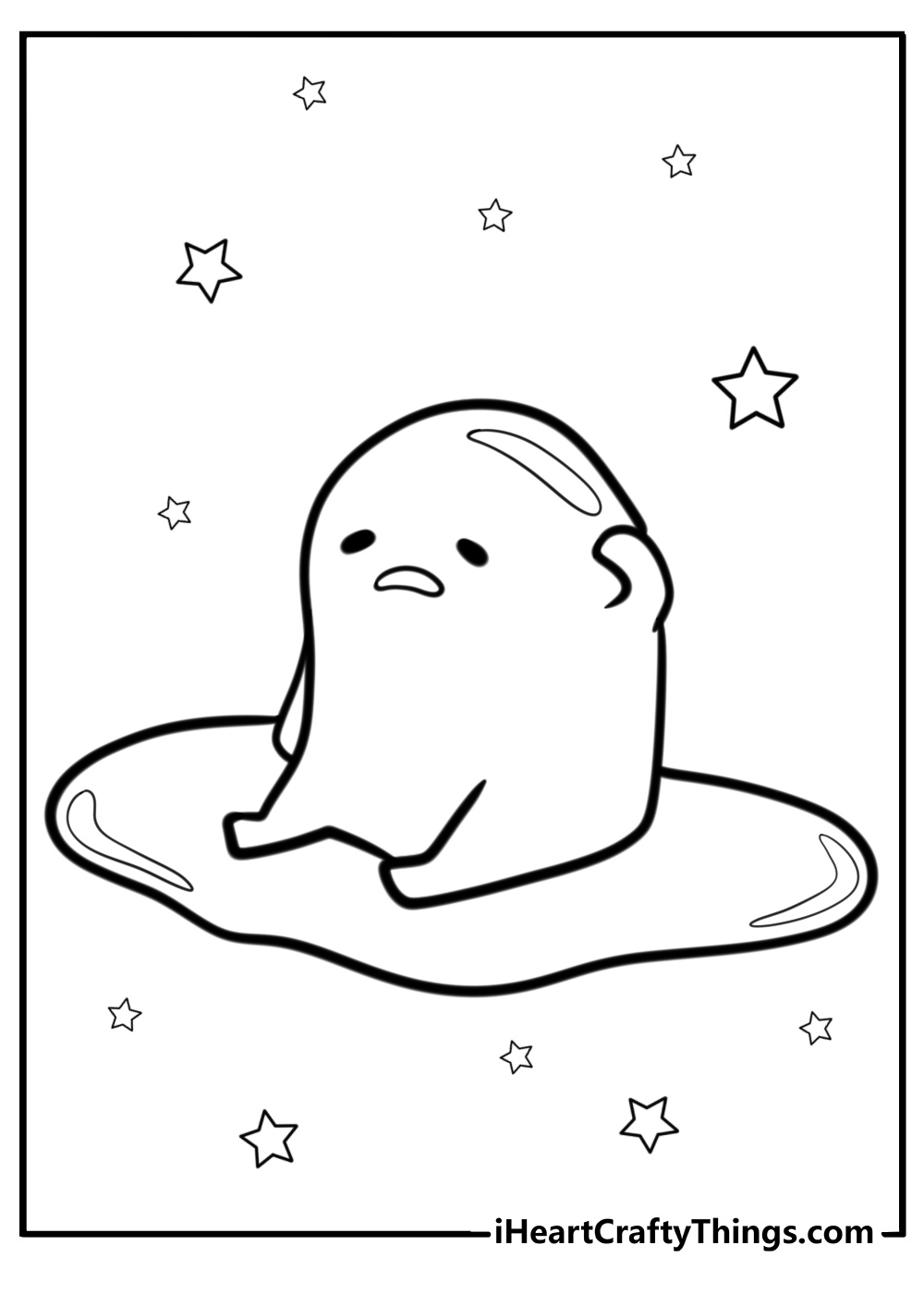 Gudetama with a sad face printable coloring page