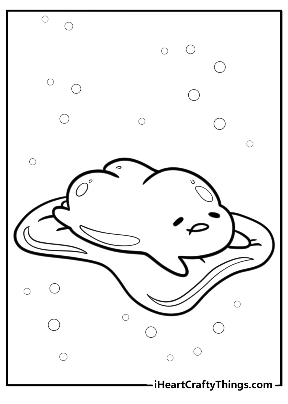 Gudetama with a sleepy expression detailed coloring sheet