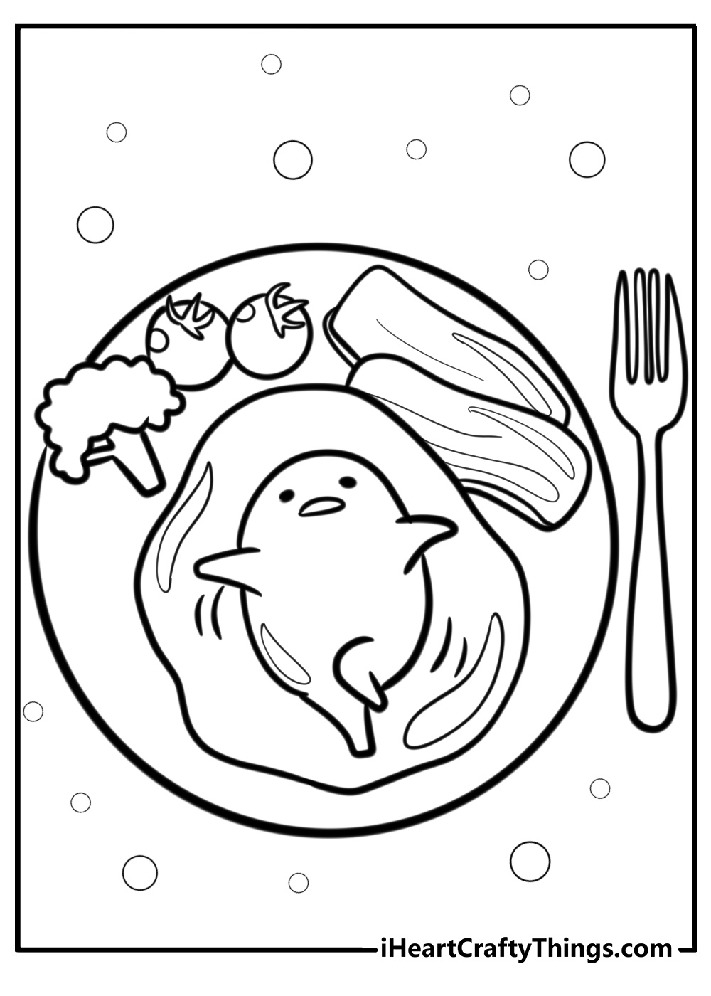 Gudetama with a spoon beside it free coloring page pdf