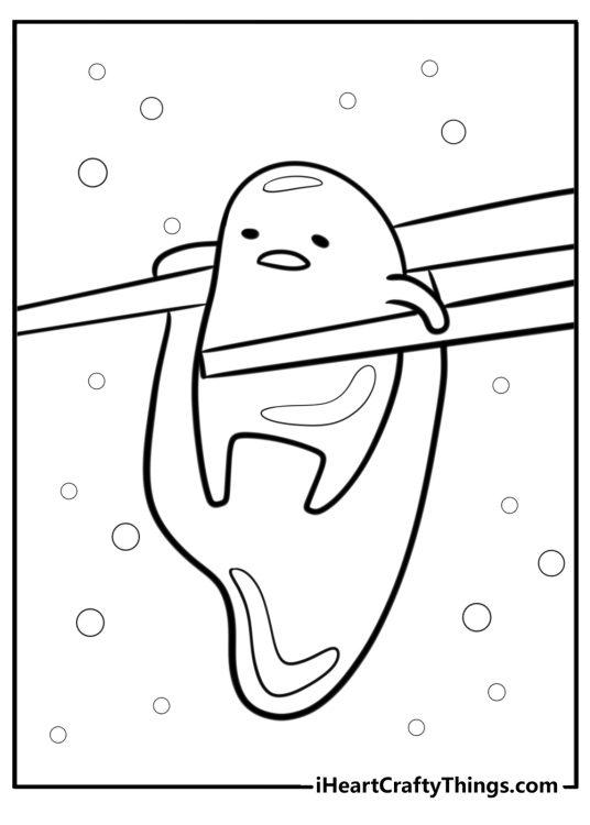 Gudetama with chopsticks fun coloring sheet