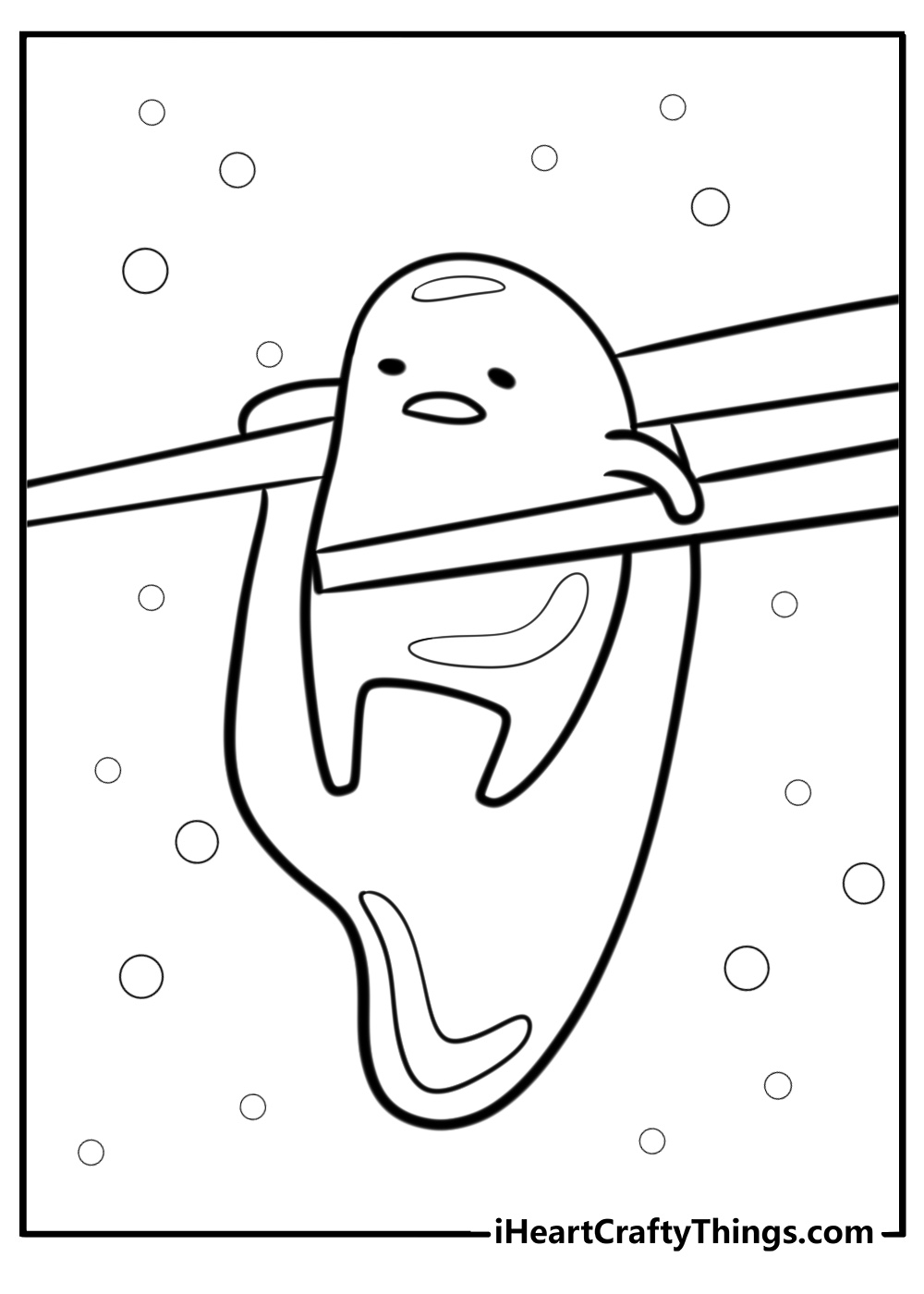 Gudetama with chopsticks fun coloring sheet