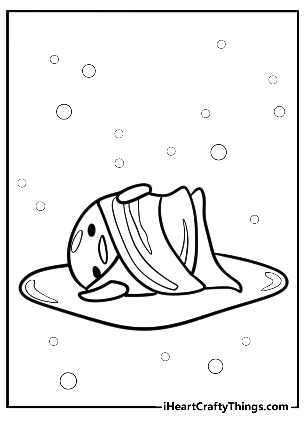 Gudetama wrapped in a blanket free coloring page pdf