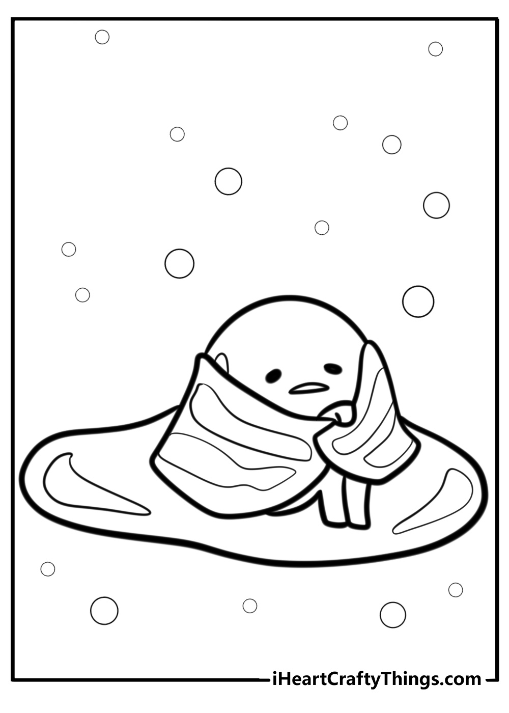 Gudetama wrapped in bacon free coloring page pdf