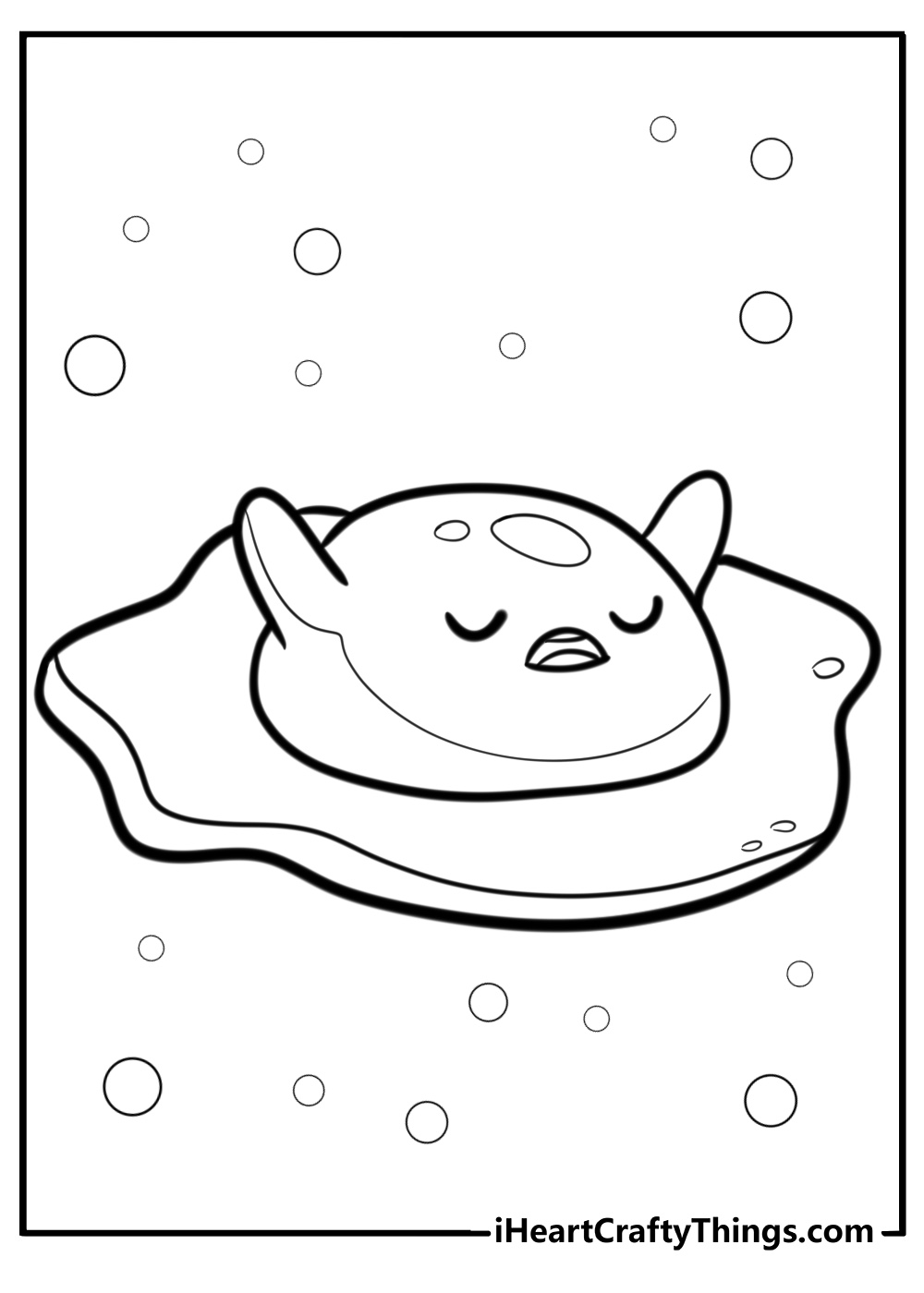 Gudetama yawning with a sleepy face detailed coloring sheet