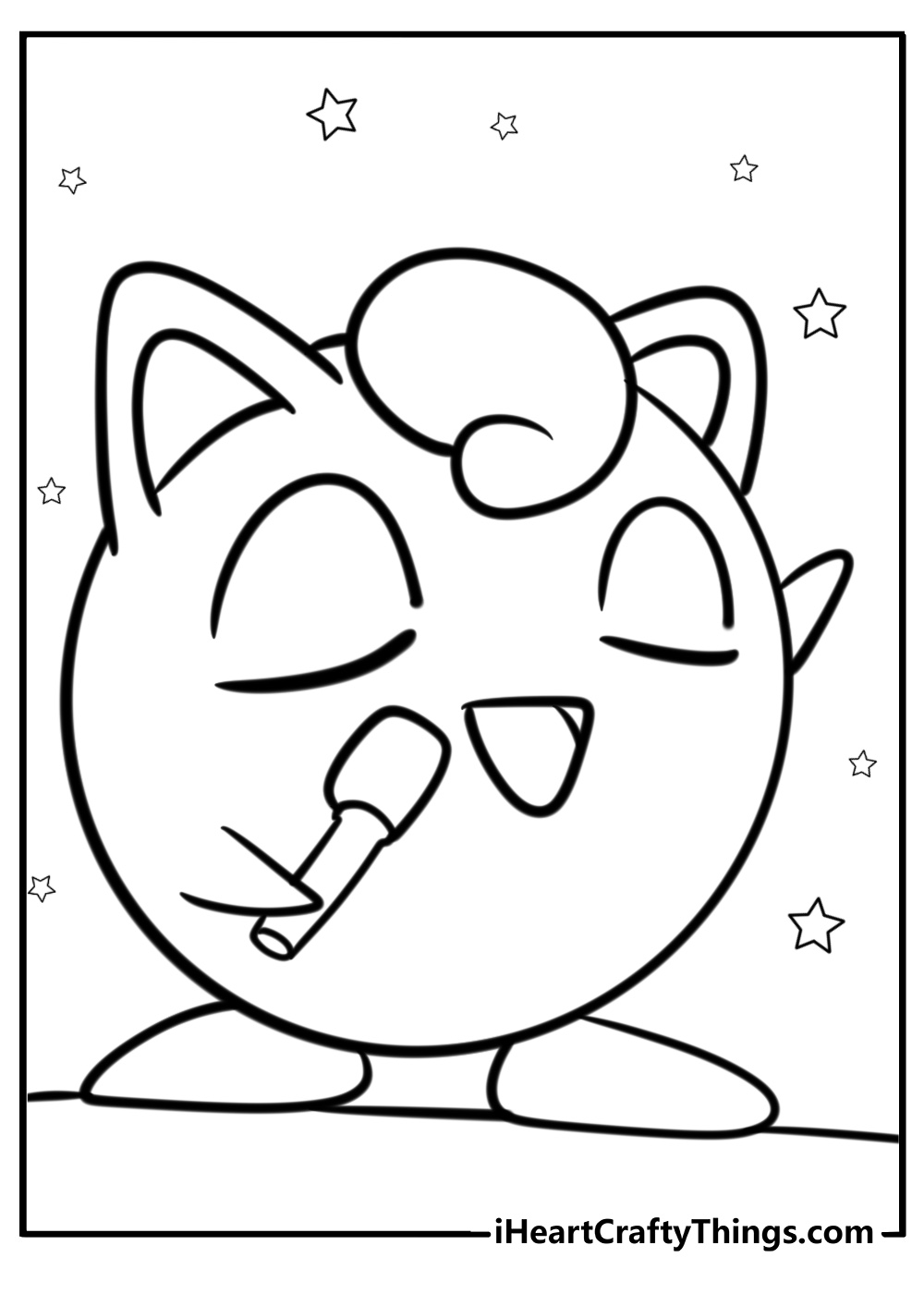 Happy jigglypuff with a microphone coloring sheet