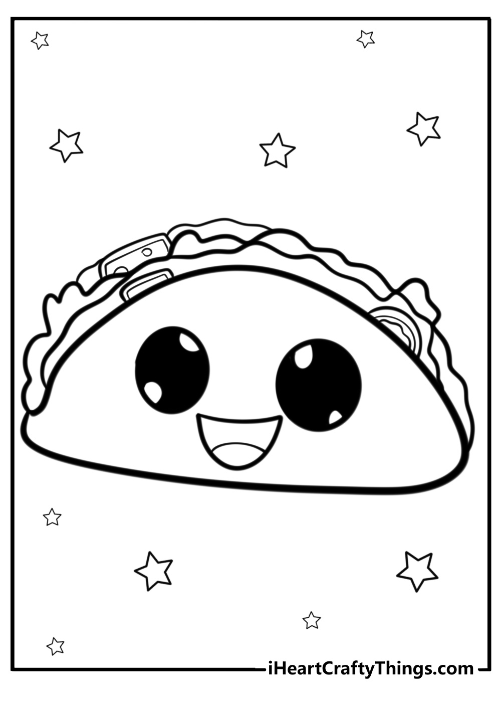 Happy taco with big smile free coloring page