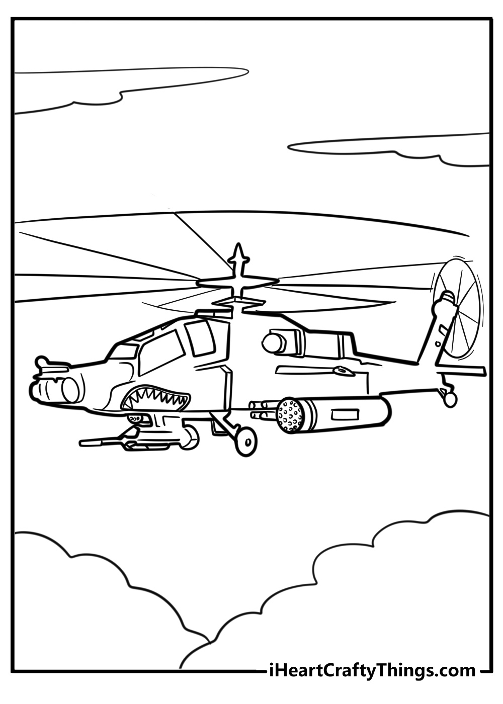 Helicopter in call of duty mission coloring page for kids