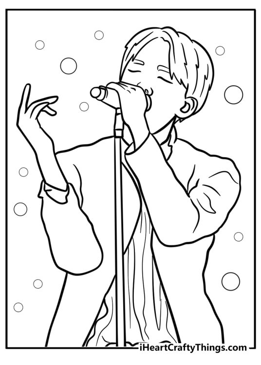 J hope performing on stage free BTS coloring page pdf