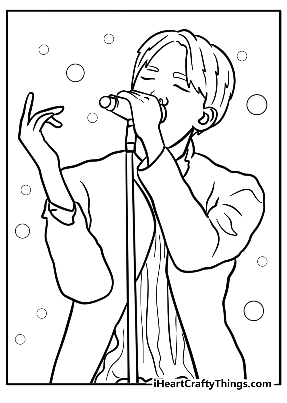 J hope performing on stage free BTS coloring page pdf