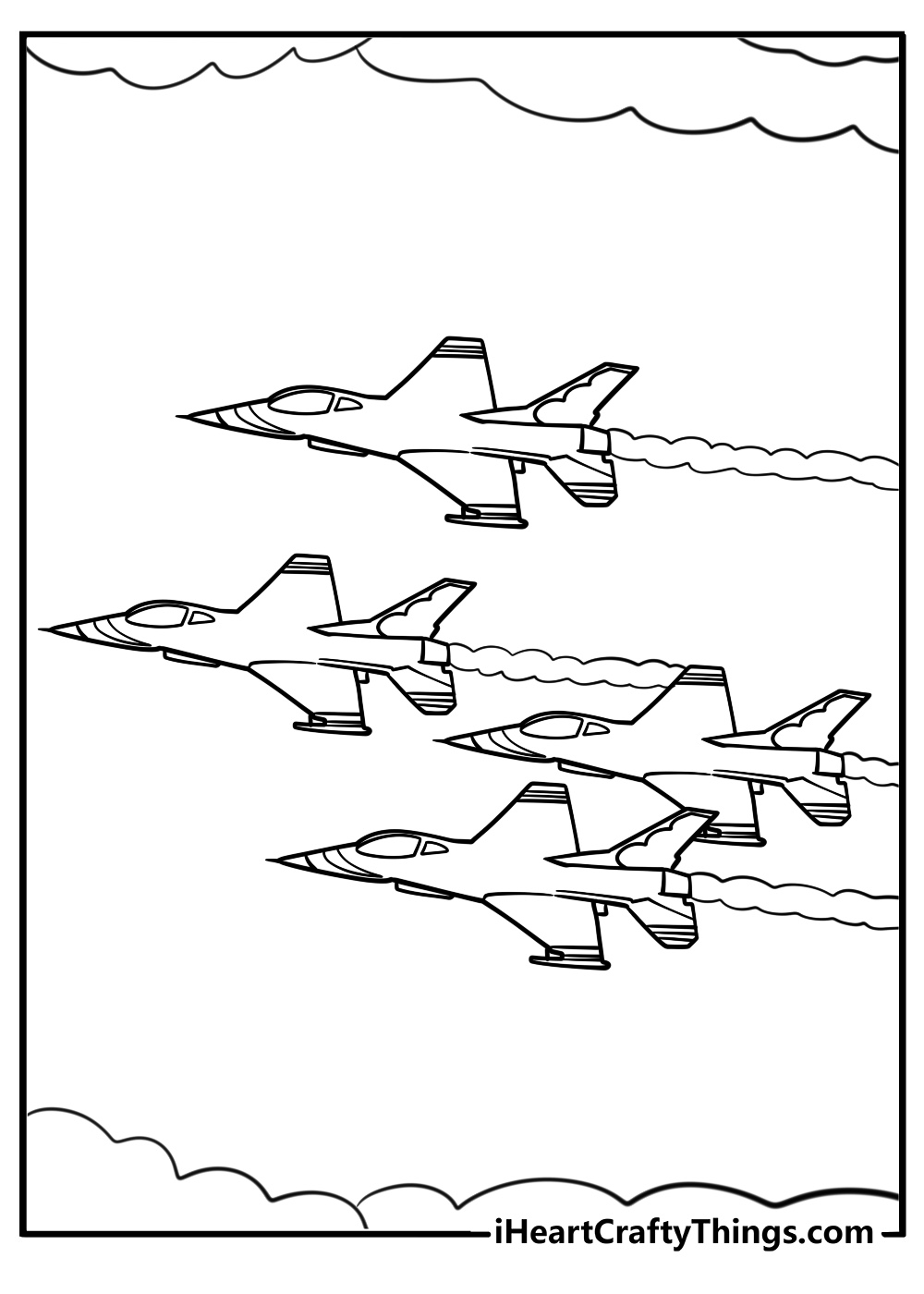 Jet racing through the sky fun coloring sheet for kids