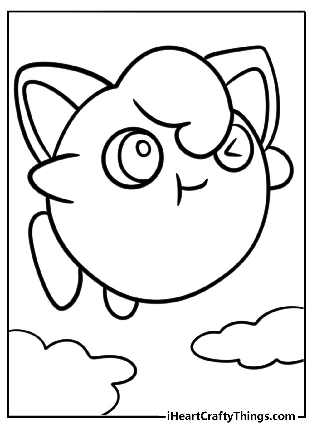 Jigglypuff floating in the air coloring page for kids