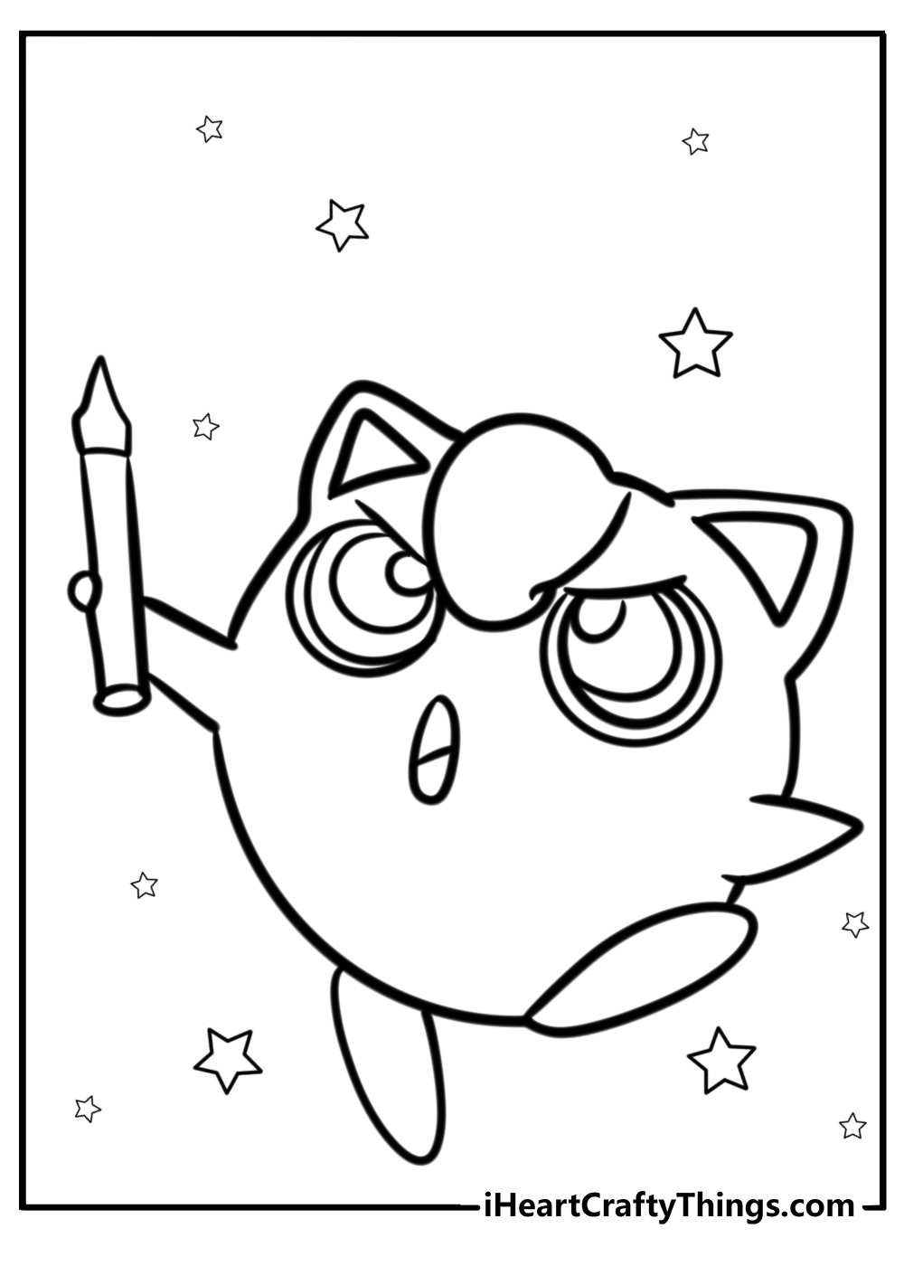 Jigglypuff holding a pen printable coloring page