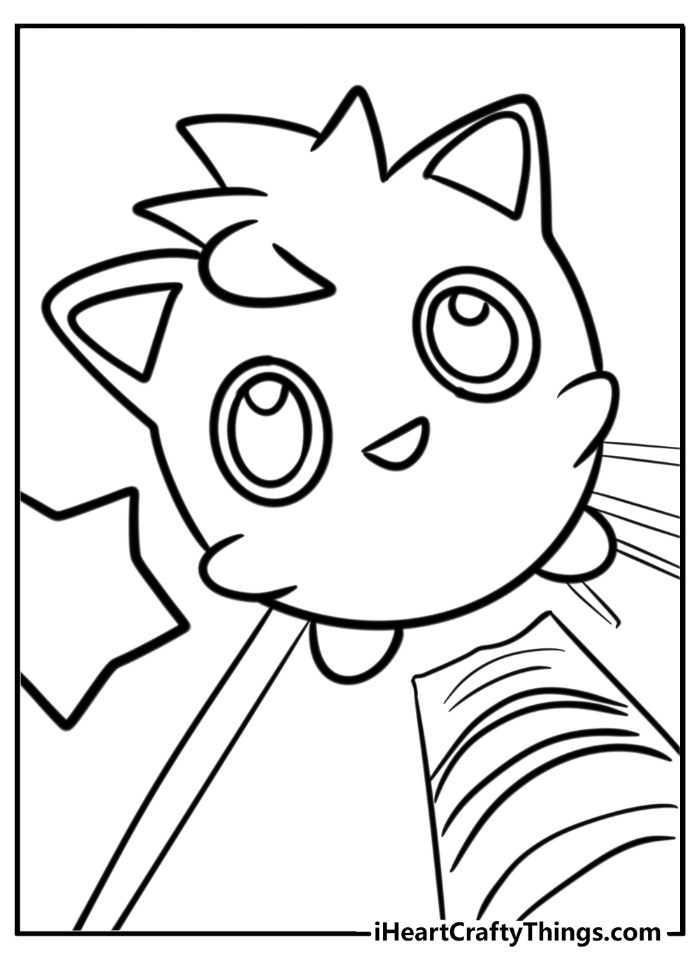 Jigglypuff in a cute pose free printable coloring page