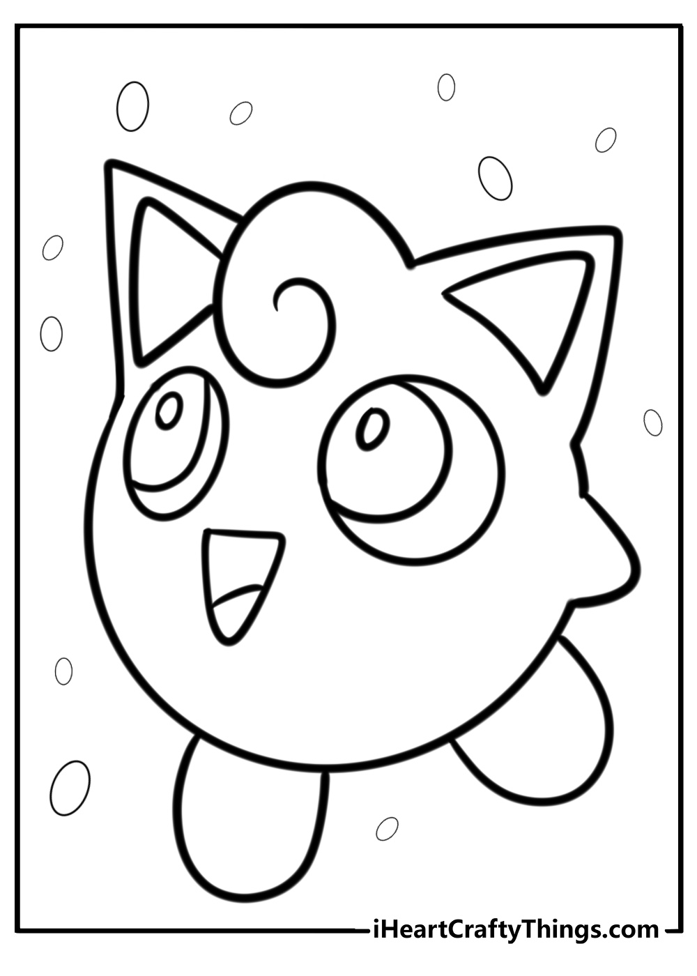 Jigglypuff in a playful pose coloring sheet