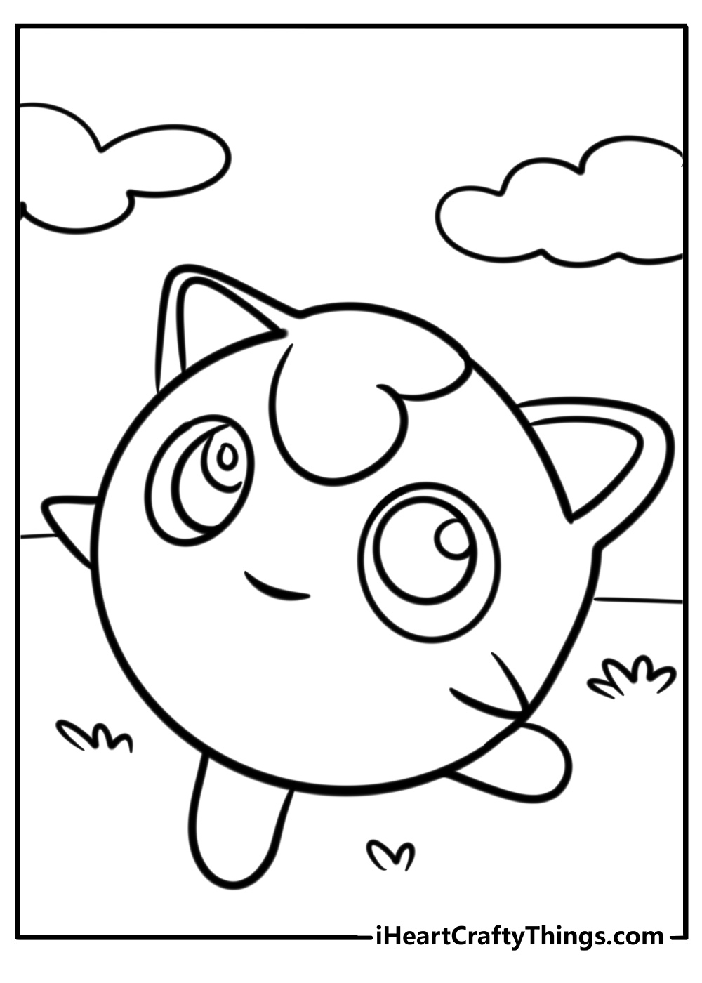 Jigglypuff looking happy coloring sheet